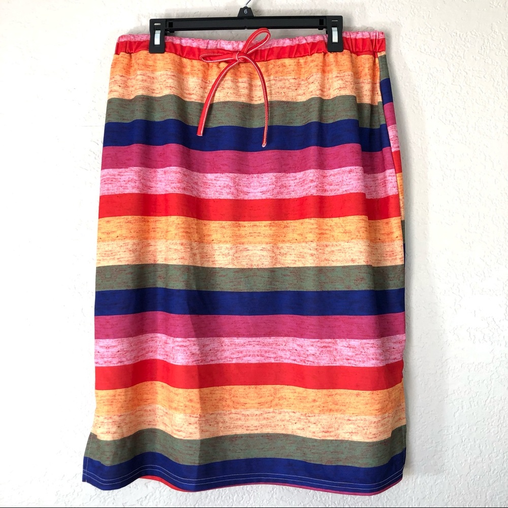 LOVEU.DEAR Multicolor Striped Elastic Waistband Skirt 3XL